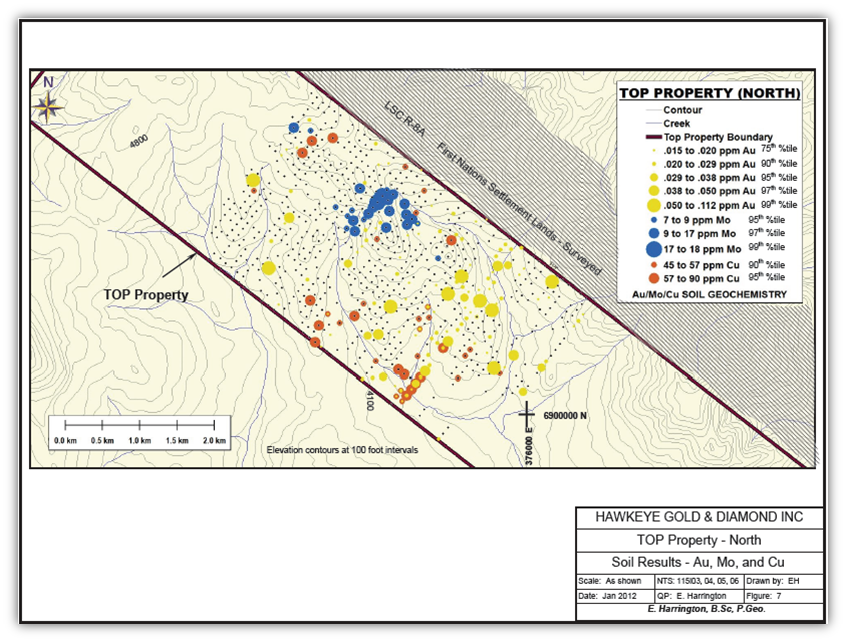 Map 1 - Top North Au Mo Cu Soil Results