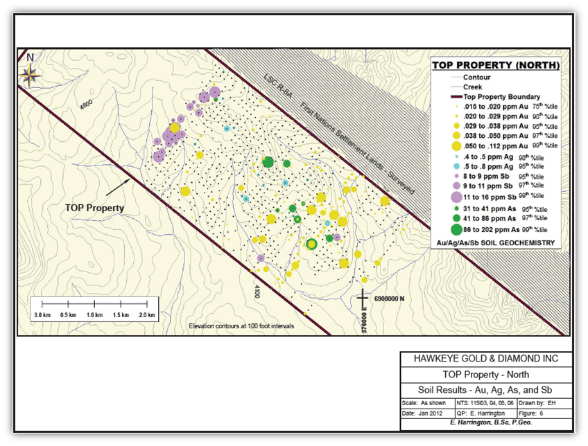 Map 2 - Top North Au Ag As Sb Soil Results